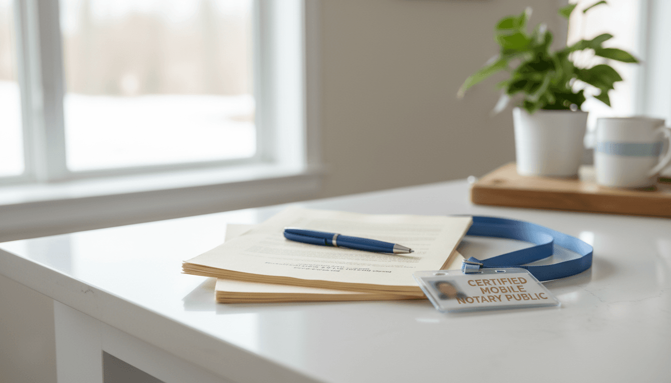 Loan documents on a kitchen counter